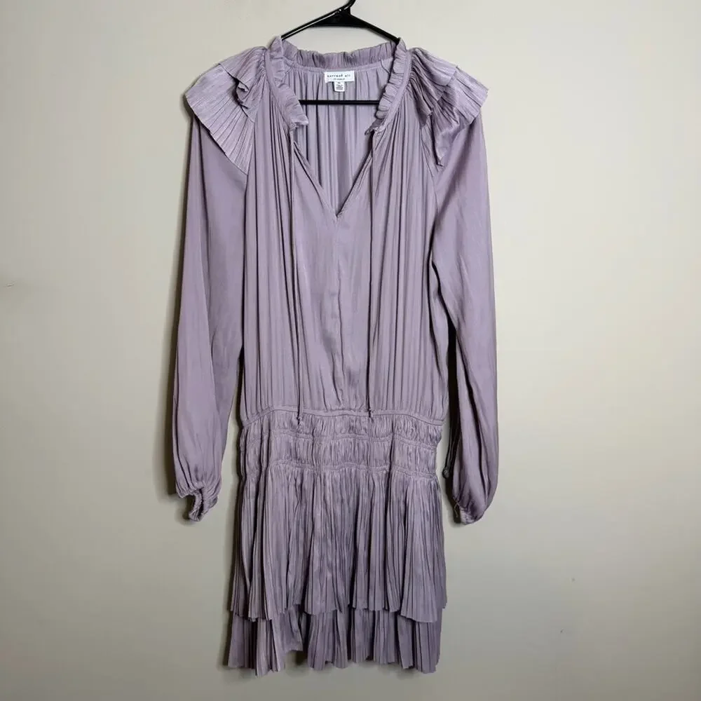 Current Air Cecile Smocked Mini Dress Ruffle Long Sleeves Lilac Size Medium